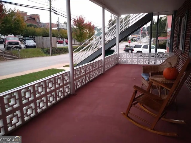 balcony with stairway