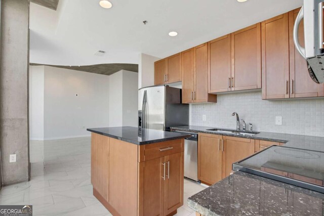 unfurnished room featuring baseboards and marble finish floor