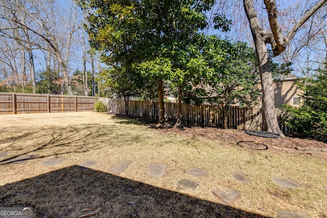 view of yard featuring a fenced backyard