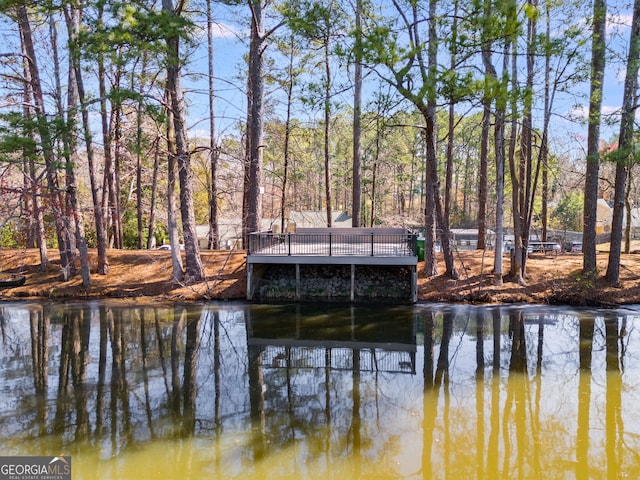 view of dock featuring a water view