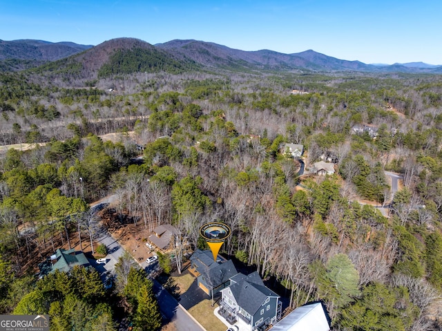 aerial view with a mountain view