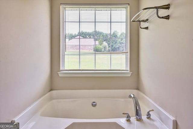 bathroom with a bath and a wealth of natural light