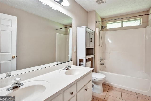 full bathroom featuring tile patterned flooring, visible vents, toilet, and a sink