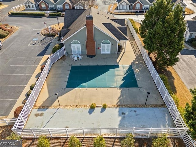 aerial view featuring a residential view