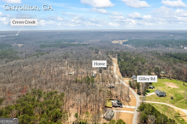 drone / aerial view with a view of trees