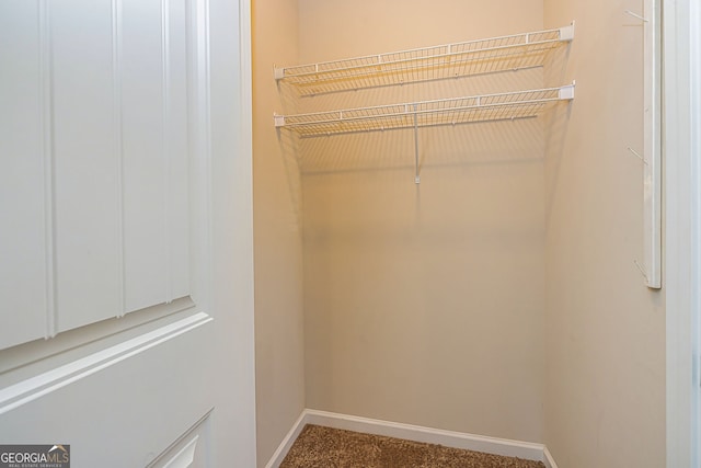 walk in closet with carpet