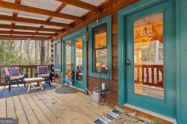 deck with french doors