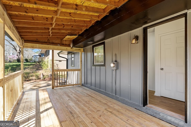 wooden deck with covered porch