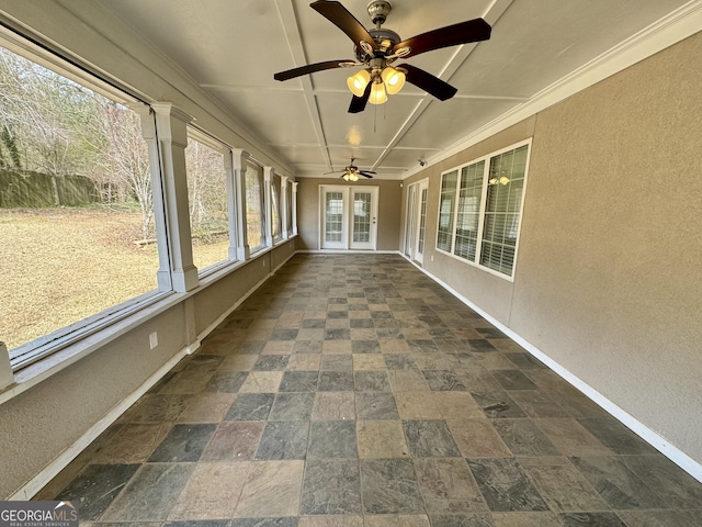 view of unfurnished sunroom