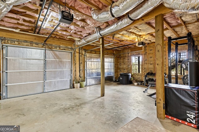 garage with a garage door opener