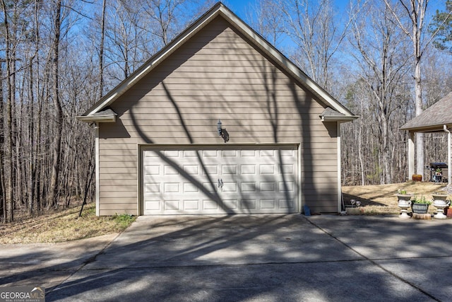 view of garage