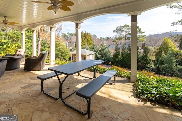 view of patio / terrace with ceiling fan