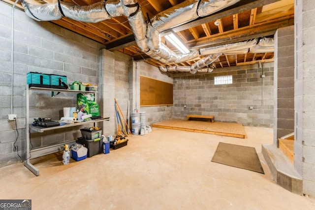 view of unfinished basement