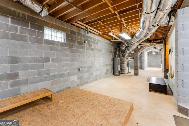 basement featuring water heater