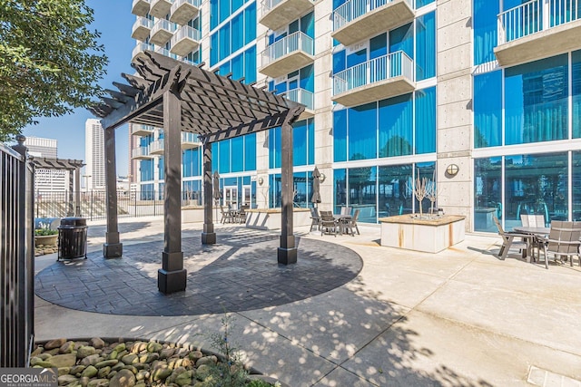 view of patio / terrace featuring a pergola