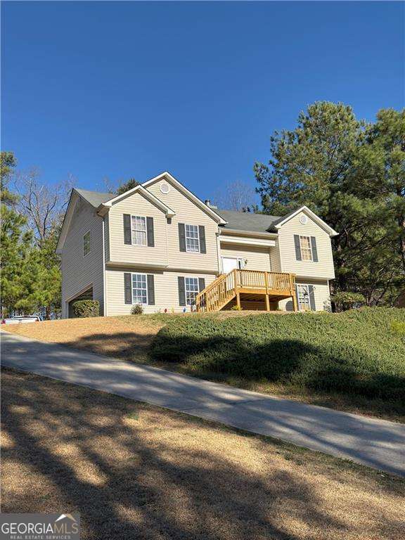 split level home with a deck