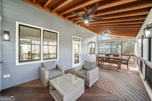 deck featuring ceiling fan