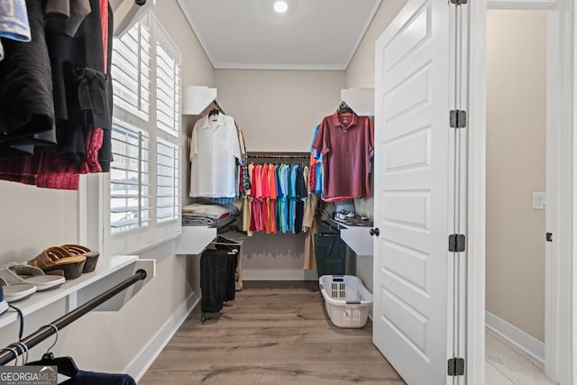 walk in closet featuring light wood-type flooring