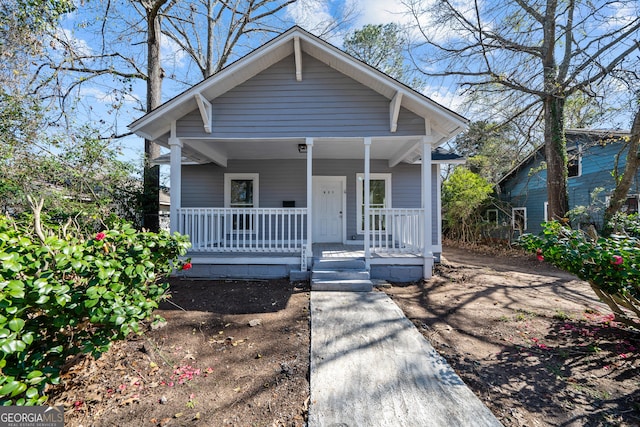 bungalow-style home featuring a porch