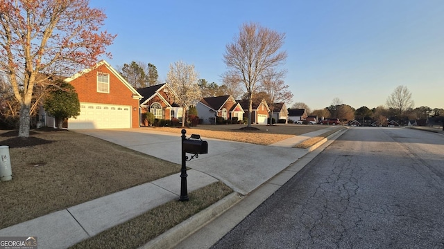 view of road with a residential view and curbs