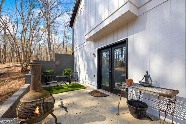 view of patio featuring french doors