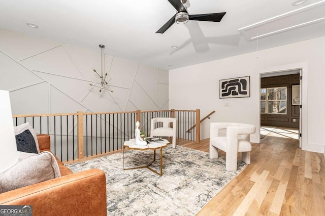1103 Boulevard Dr SE, Atlanta, GA 30317 - living area featuring ceiling fan, attic access, wood finished floors, and recessed lighting