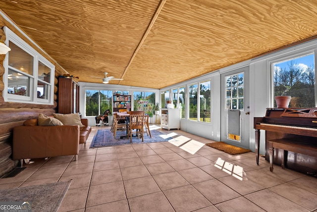 sunroom featuring wood ceiling