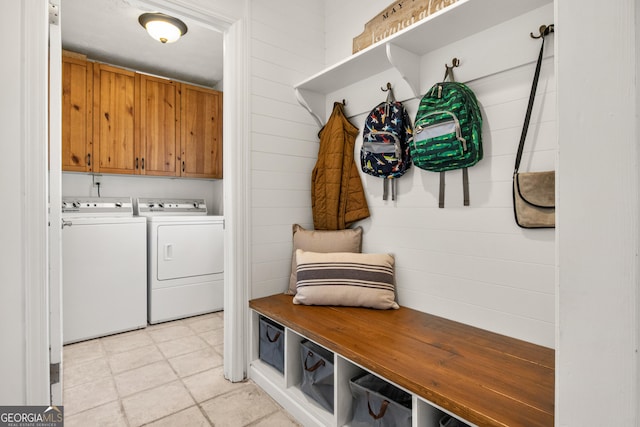 mudroom featuring separate washer and dryer