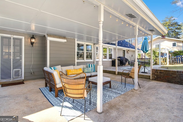 view of patio / terrace featuring outdoor dining space and outdoor lounge area