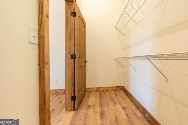 spacious closet featuring light wood-style flooring