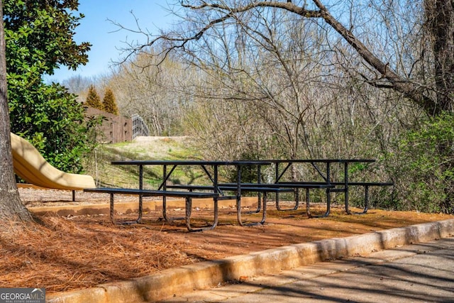 view of property's community with fence