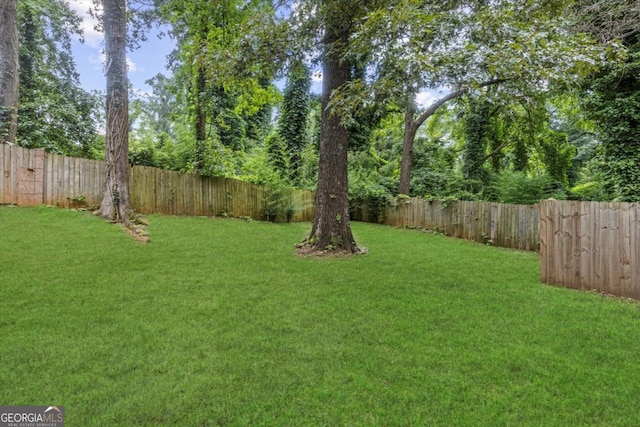 view of yard featuring a fenced backyard