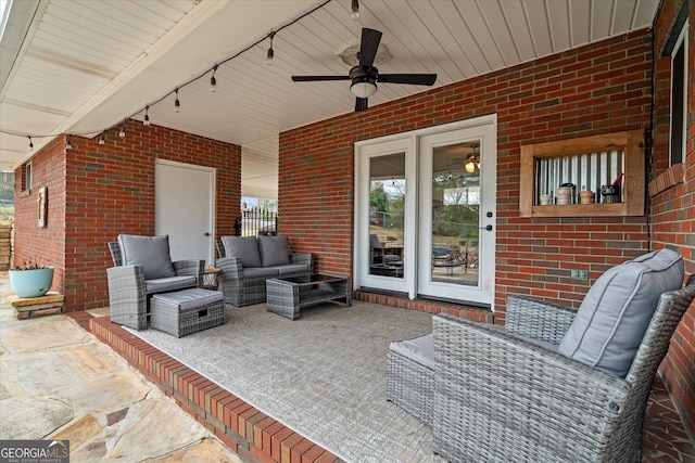 view of patio / terrace with an outdoor hangout area and a ceiling fan