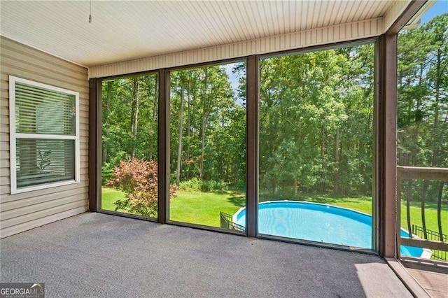 view of unfurnished sunroom