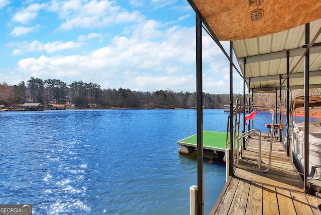 dock area featuring a water view