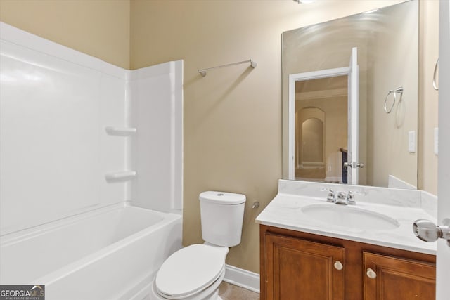 full bathroom with vanity and toilet