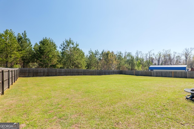 view of yard featuring a fenced backyard