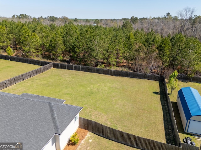 view of yard featuring a fenced backyard