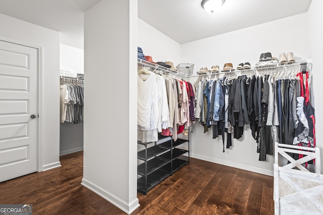 spacious closet with wood finished floors