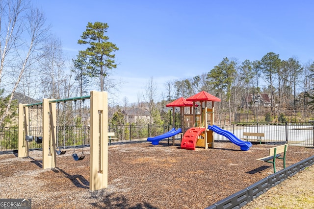 communal playground with fence