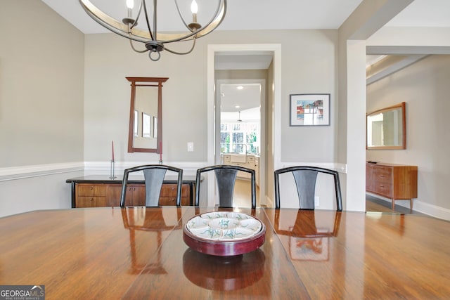 dining room with an inviting chandelier