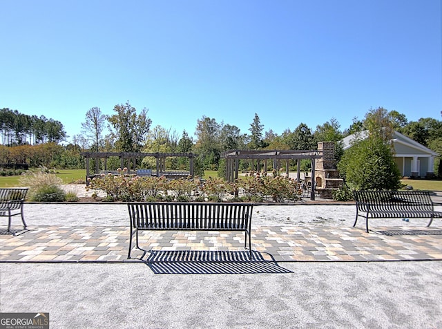 view of patio / terrace featuring a pergola