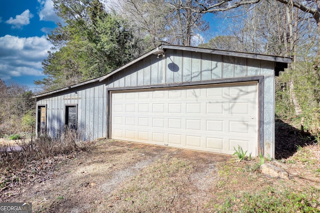 view of detached garage