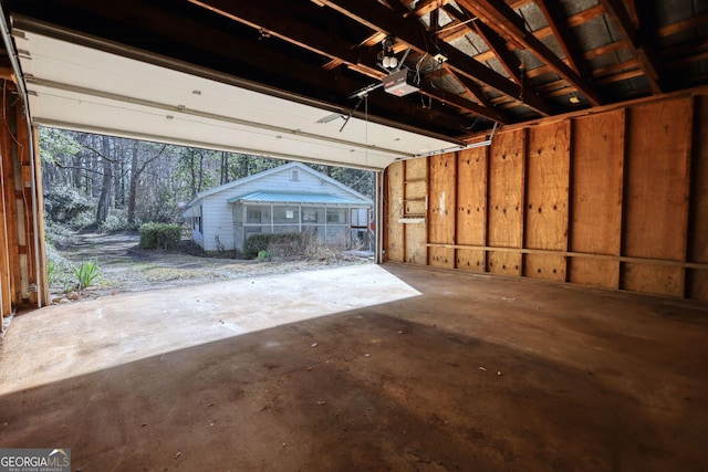 garage with a garage door opener