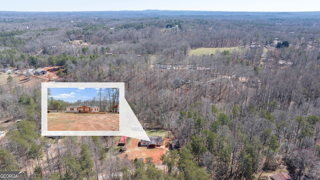 drone / aerial view with a forest view