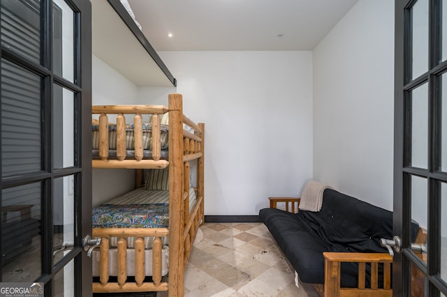 bedroom with recessed lighting and baseboards