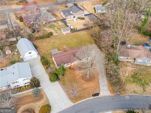 bird's eye view featuring a residential view