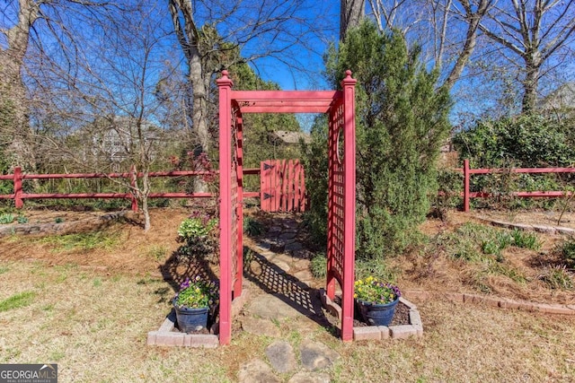 view of yard featuring fence