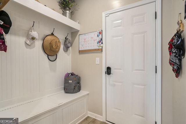 mudroom featuring light wood-style floors