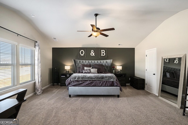 bedroom with baseboards, visible vents, and carpet floors